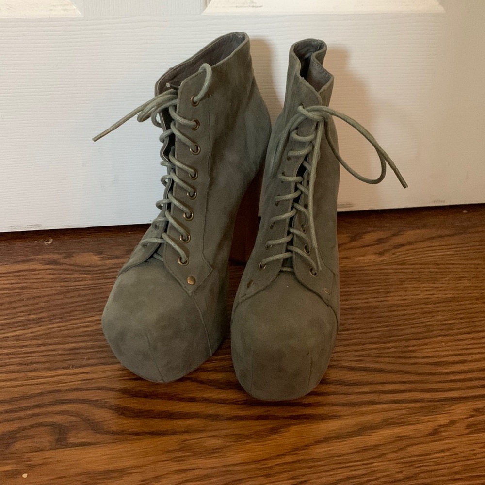 Jeffery Campbell Lita Booties in Grey Suede Size 7.5